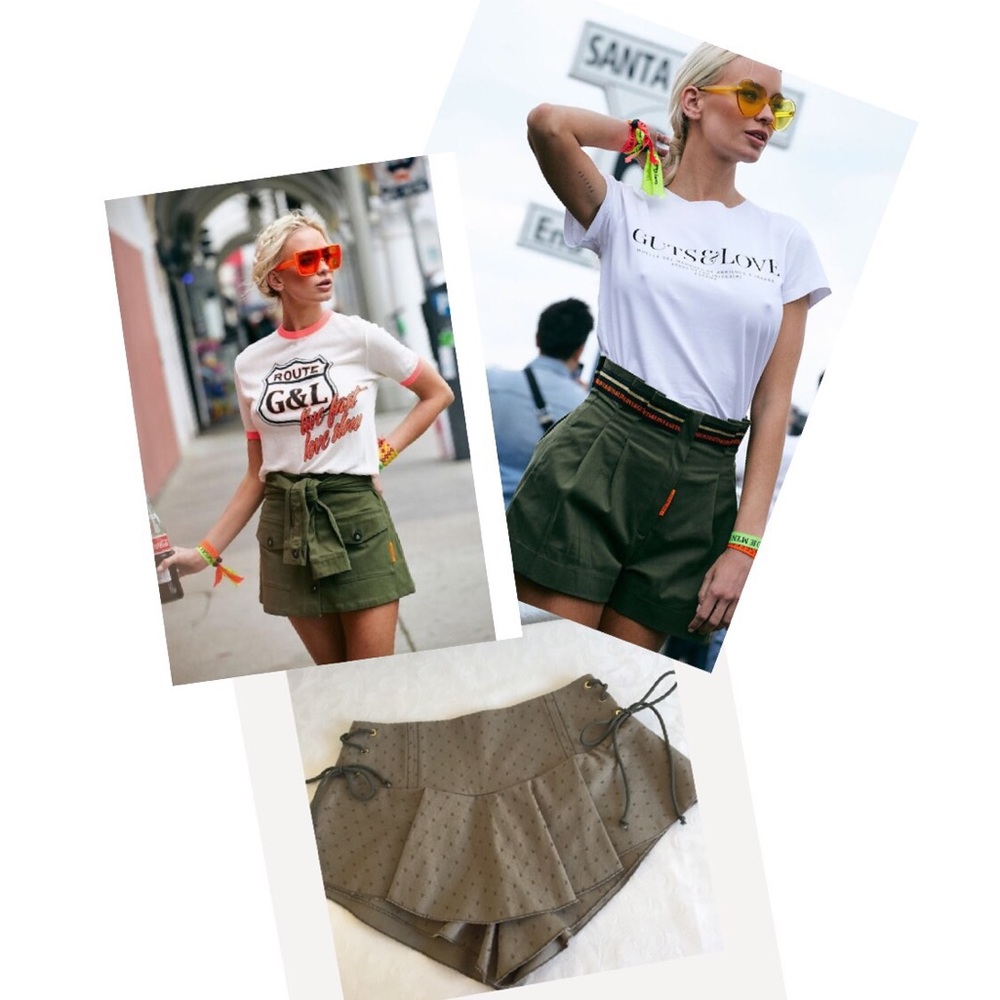 Guts And Love Military Green High Rise Skorts